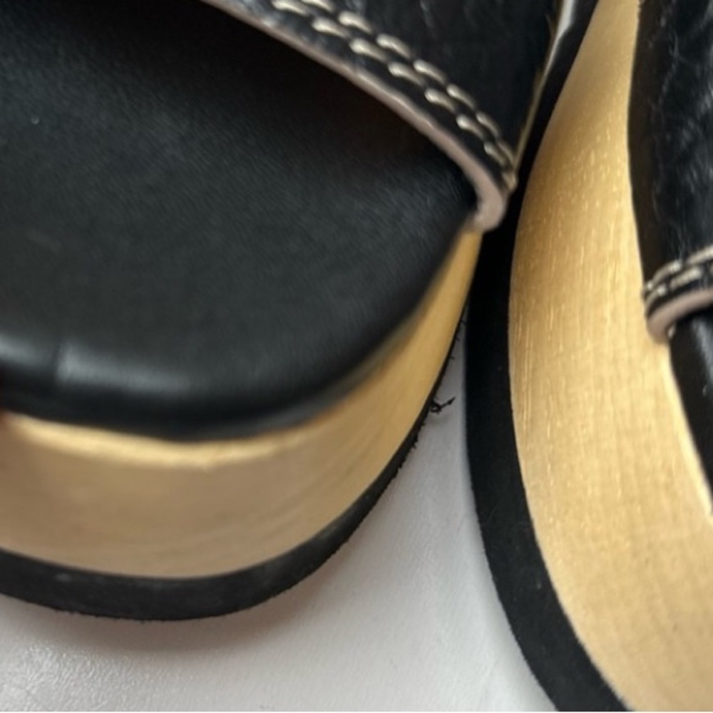 Miista Deanne Black Leather Chunky Wood Platform Sandals – 8.5 - Picture 10 of 12